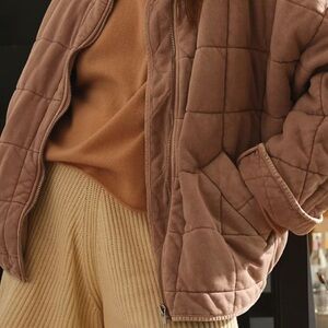 Free People Quilted Brown Teddy Jacket